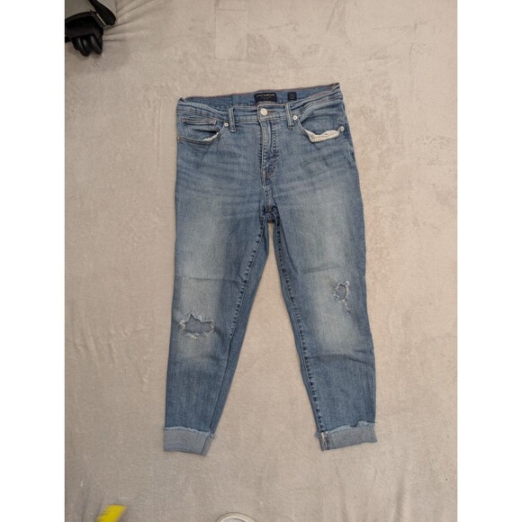 Lucky Brand Jeans Women 12 31 Blue Ava Skinny Ankle Mid Rise Distress - Picture 1 of 5